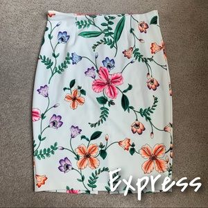 Express Floral Print High Waisted Pencil Skirt